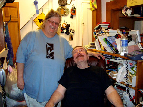 Kate Mattes and Robert Parker at Kate's Mystery Books closing party, August 1, 2009.