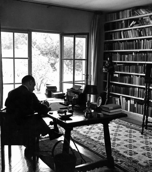 Somerset Maugham in his office at Villa Mauresque, Cap Ferrat, 1939